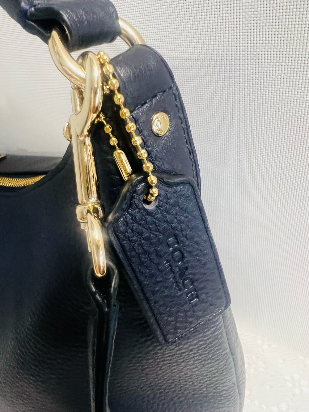 Coach F36628 East West Celeste NAVY BLUE Leather Convertible Crossbody Hobo Bag - Picture 14 of 15